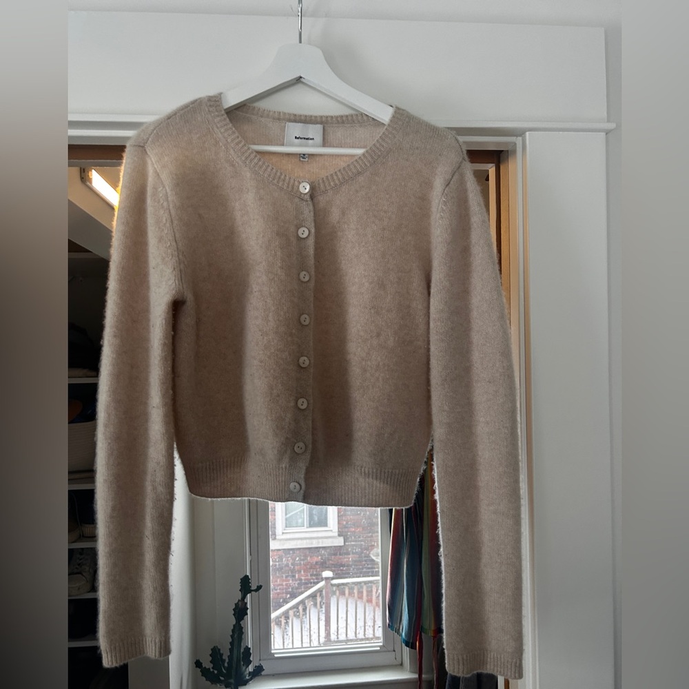 Reformation Cashmere Clara Cardigan - Wheat EUC